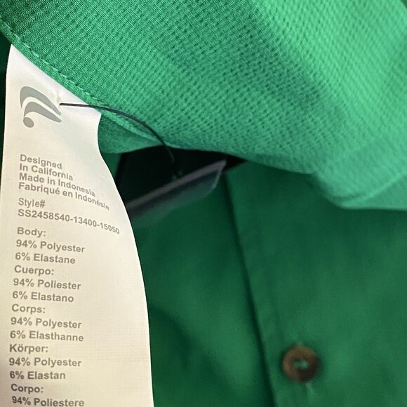 Fabletics Shirt Mens XL Green Button Up Short Sleeve Stretch Pocket Casual NWT - Picture 3 of 11